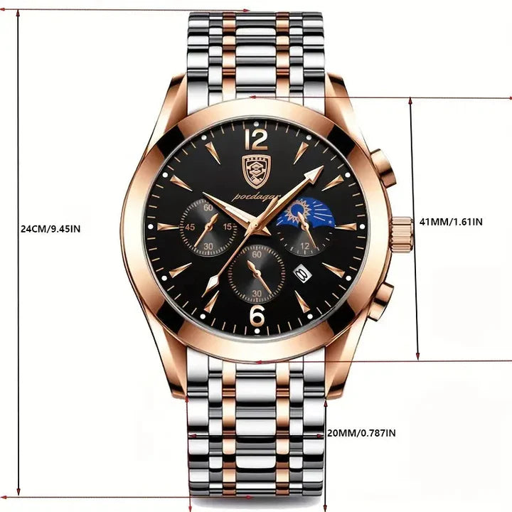 POEDAGAR Men's Analog Quartz Timepiece